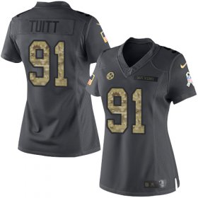 Wholesale Cheap Nike Steelers #91 Stephon Tuitt Black Women\'s Stitched NFL Limited 2016 Salute to Service Jersey