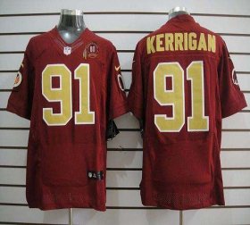Wholesale Cheap Nike Redskins #91 Ryan Kerrigan Red(Gold Number) 80TH Patch Men\'s Stitched NFL Elite Jersey