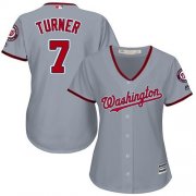 Wholesale Cheap Nationals #7 Trea Turner Grey Road Women's Stitched MLB Jersey