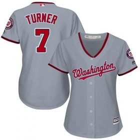 Wholesale Cheap Nationals #7 Trea Turner Grey Road Women\'s Stitched MLB Jersey