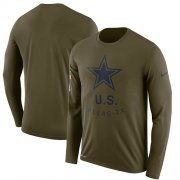 Wholesale Cheap Men's Dallas Cowboys Nike Olive Salute to Service Sideline Legend Performance Long Sleeve T-Shirt