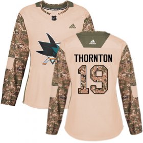 Wholesale Cheap Adidas Sharks #19 Joe Thornton Camo Authentic 2017 Veterans Day Women\'s Stitched NHL Jersey