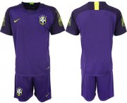 Wholesale Cheap Brazil Blank Purple Goalkeeper Soccer Country Jersey