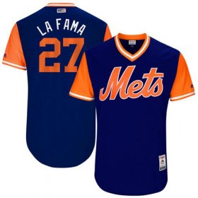 Wholesale Cheap Mets #27 Jeurys Familia Royal \"La Fama\" Players Weekend Authentic Stitched MLB Jersey