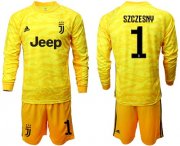 Wholesale Cheap Juventus #1 Szczesny Yellow Goalkeeper Long Sleeves Soccer Club Jersey