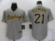 Wholesale Cheap Men's Pittsburgh Pirates #21 Roberto Clemente Grey Stitched MLB Cool Base Nike Jersey