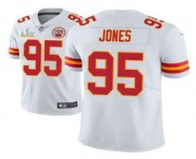 Wholesale Cheap Men's Kansas City Chiefs #95 Chris Jones White 2021 Super Bowl LV Limited Stitched NFL Jersey
