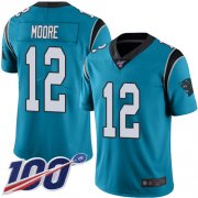 Wholesale Cheap Nike Panthers #12 DJ Moore Blue Alternate Men's Stitched NFL 100th Season Vapor Limited Jersey