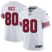 Wholesale Cheap Nike 49ers #80 Jerry Rice White Rush Men's Stitched NFL Vapor Untouchable Limited Jersey