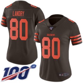 Wholesale Cheap Nike Browns #80 Jarvis Landry Brown Women\'s Stitched NFL Limited Rush 100th Season Jersey
