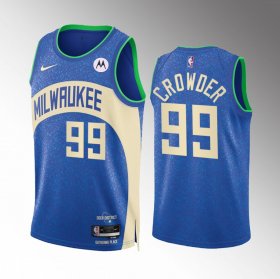 Men\'s Milwaukee Bucks #99 Jae Crowder Blue 2023-24 City Edition Stitched Basketball Jersey