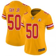 Wholesale Cheap Nike Chiefs #50 Willie Gay Jr. Gold Women's Stitched NFL Limited Inverted Legend Jersey