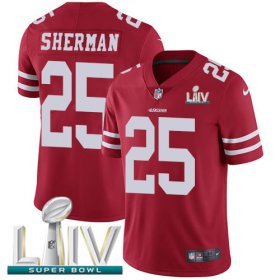 Wholesale Cheap Nike 49ers #25 Richard Sherman Red Super Bowl LIV 2020 Team Color Men\'s Stitched NFL Vapor Untouchable Limited Jersey