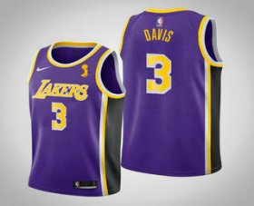 Wholesale Cheap Men\'s Los Angeles Lakers #3 Anthony Davis 2020 NBA Finals Champions Statement Purple Jersey
