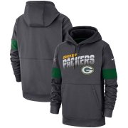 Wholesale Cheap Green Bay Packers Nike Sideline Team Logo Performance Pullover Hoodie Anthracite