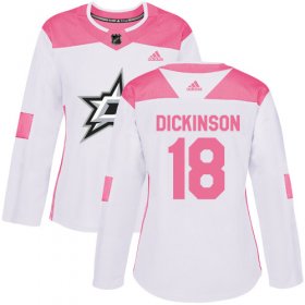 Cheap Adidas Stars #18 Jason Dickinson White/Pink Authentic Fashion Women\'s Stitched NHL Jersey