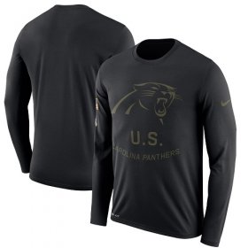 Wholesale Cheap Men\'s Carolina Panthers Nike Black Salute to Service Sideline Legend Performance Long Sleeve T-Shirt