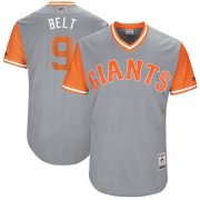 Wholesale Cheap Giants #9 Brandon Belt Gray "Belt" Players Weekend Authentic Stitched MLB Jersey