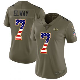 Wholesale Cheap Nike Broncos #7 John Elway Olive/USA Flag Women\'s Stitched NFL Limited 2017 Salute to Service Jersey