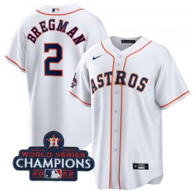 Wholesale Cheap Men\'s Houston Astros #2 Alex Bregman White 2022 World Series Champions Home Stitched Baseball Jersey