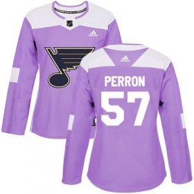 Wholesale Cheap Adidas Blues #57 David Perron Purple Authentic Fights Cancer Women\'s Stitched NHL Jersey