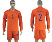 Wholesale Cheap Holland #2 Veltman Home Long Sleeves Soccer Country Jersey