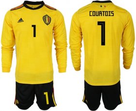 Wholesale Cheap Belgium #1 Courtois Away Long Sleeves Soccer Country Jersey