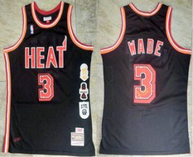 Wholesale Cheap Men\'s Miami Heat #3 Dwyane Wade Black Retirement Edition Hardwood Classics Soul AU Stitched Throwback Jersey