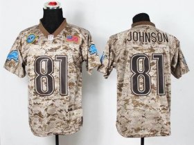 Wholesale Cheap Nike Lions #81 Calvin Johnson Camo Men\'s Stitched NFL New Elite USMC Jersey