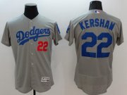 Wholesale Cheap Dodgers #22 Clayton Kershaw Grey Flexbase Authentic Collection Stitched MLB Jersey