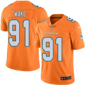 Wholesale Cheap Nike Dolphins #91 Cameron Wake Orange Men\'s Stitched NFL Limited Rush Jersey