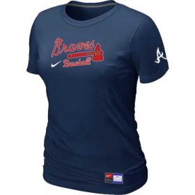 Wholesale Cheap Women\'s Atlanta Braves Nike Short Sleeve Practice MLB T-Shirt Midnight Blue