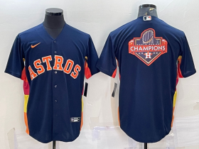 Wholesale Cheap Men\'s Houston Astros Navy Blue Champions Big Logo Stitched MLB Cool Base Nike Jersey