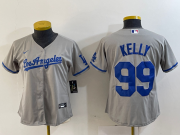 Cheap Women's Los Angeles Dodgers #99 Joe Kelly Grey With Los Stitched Cool Base Nike Jersey