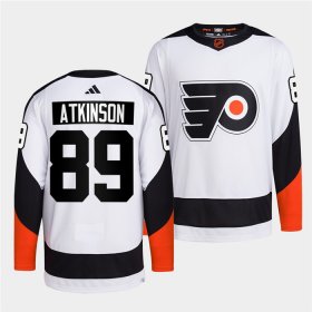 Wholesale Cheap Men\'s Philadelphia Flyers #89 Cam Atkinson White 2022 Reverse Retro Stitched Jersey