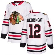 Wholesale Cheap Adidas Blackhawks #12 Alex DeBrincat White Road Authentic Stitched Youth NHL Jersey