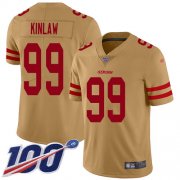 Wholesale Cheap Nike 49ers #99 Javon Kinlaw Gold Youth Stitched NFL Limited Inverted Legend 100th Season Jersey
