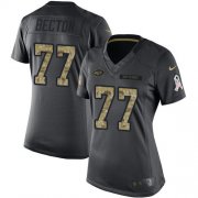 Wholesale Cheap Nike Jets #77 Mekhi Becton Black Women's Stitched NFL Limited 2016 Salute to Service Jersey