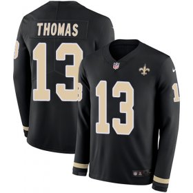 Wholesale Cheap Nike Saints #13 Michael Thomas Black Team Color Men\'s Stitched NFL Limited Therma Long Sleeve Jersey