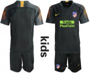 Wholesale Cheap Atletico Madrid Blank Black Goalkeeper Kid Soccer Club Jersey