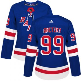 Wholesale Cheap Adidas Rangers #99 Wayne Gretzky Royal Blue Home Authentic Women\'s Stitched NHL Jersey
