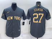 Wholesale Men's New York Yankees #27 Giancarlo Stanton Grey 2022 All Star Stitched Cool Base Nike Jersey