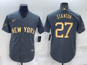 Wholesale Men\'s New York Yankees #27 Giancarlo Stanton Grey 2022 All Star Stitched Cool Base Nike Jersey