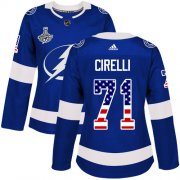 Cheap Adidas Lightning #71 Anthony Cirelli Blue Home Authentic USA Flag Women's 2020 Stanley Cup Champions Stitched NHL Jersey