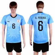 Wholesale Cheap Uruguay #6 A.Pereira Home Soccer Country Jersey