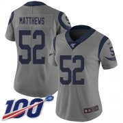 Wholesale Cheap Nike Rams #52 Clay Matthews Gray Women's Stitched NFL Limited Inverted Legend 100th Season Jersey