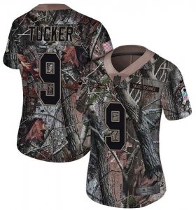 Wholesale Cheap Nike Ravens #9 Justin Tucker Camo Women\'s Stitched NFL Limited Rush Realtree Jersey