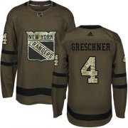 Wholesale Cheap Adidas Rangers #4 Ron Greschner Green Salute to Service Stitched NHL Jersey