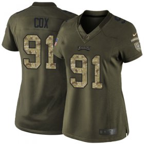 Wholesale Cheap Nike Eagles #91 Fletcher Cox Green Women\'s Stitched NFL Limited 2015 Salute to Service Jersey