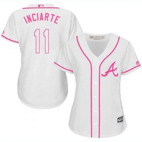 Wholesale Cheap Braves #11 Ender Inciarte White/Pink Fashion Women\'s Stitched MLB Jersey